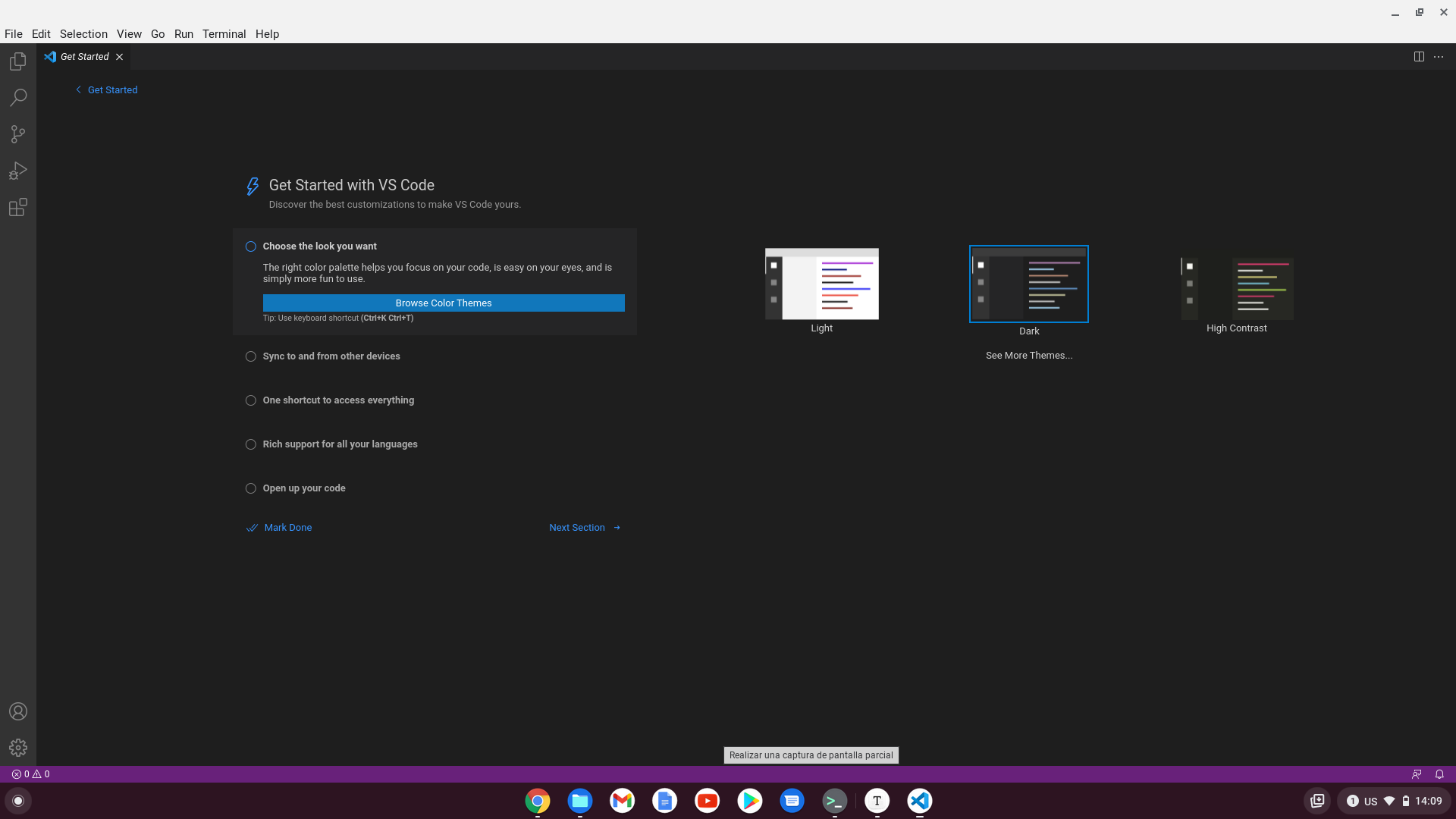 Visual Studio Code en ChromeOS